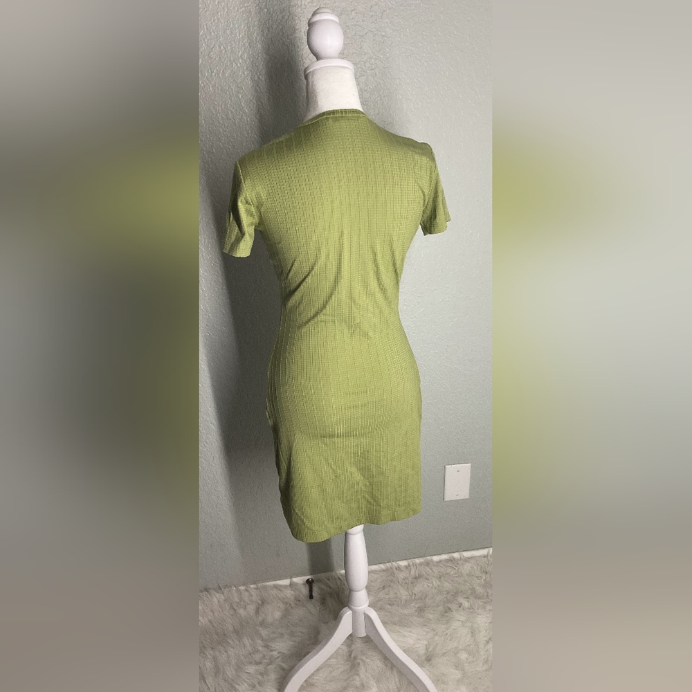 Guess Green Ribbed Mini Bodycon Dress - Picture 2 of 3